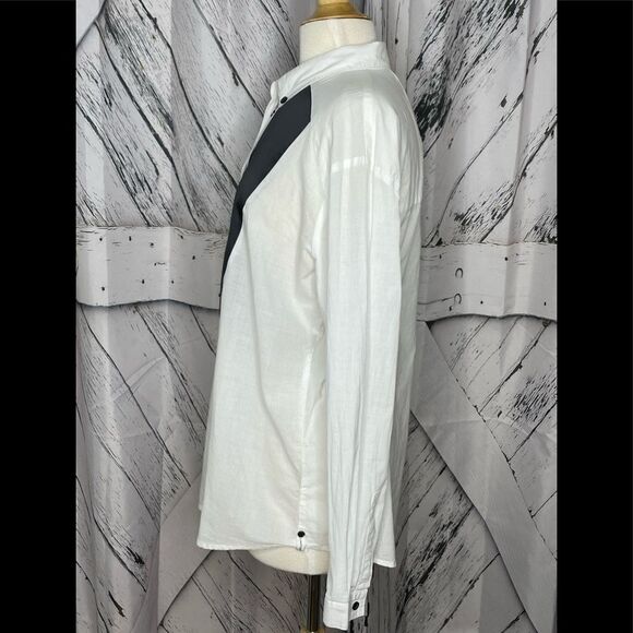 One X One Teaspoon White/Black Button Down Shirt Relaxed Fit S - Picture 4 of 7